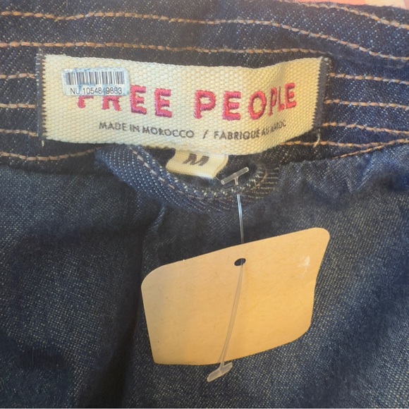 Free People - Denim Car Jacket NWOT L Double Breasted Pockets -Oversized Size M - Picture 11 of 11